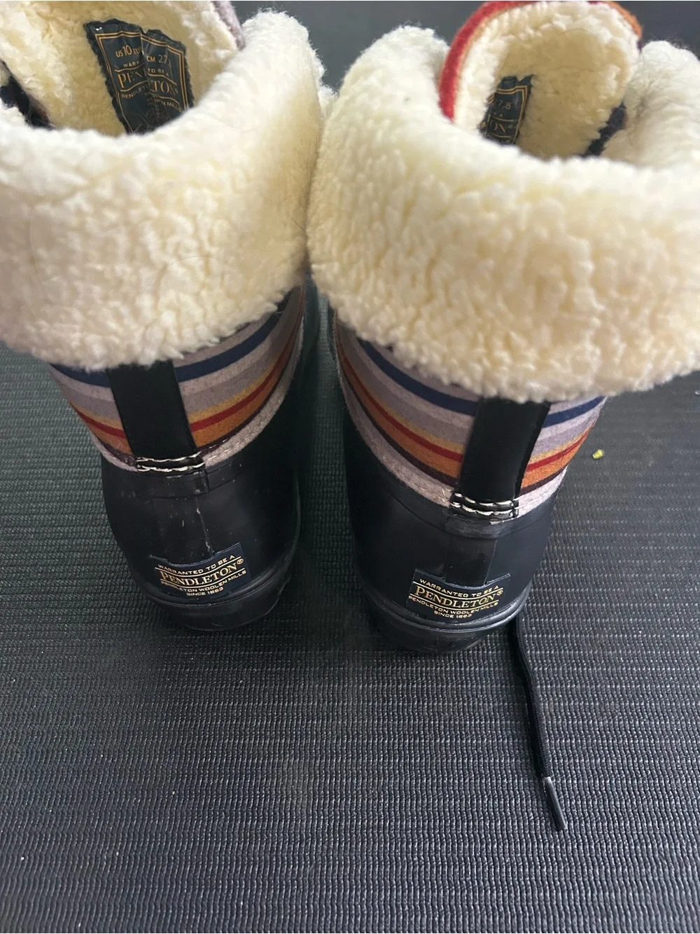 Pendleton Duck Boots with Multicolor Striped Wool Upper women’s size 10